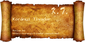 Korányi Tivadar névjegykártya
